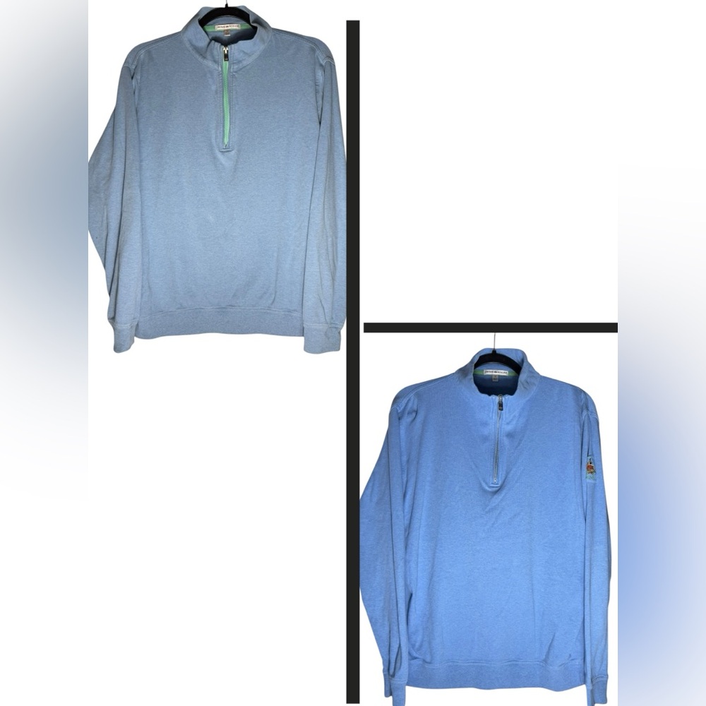 Peter Millar Bundle Blue 1/4 Zip Pullover Sweater Mens Medium Cotton Golf Preppy